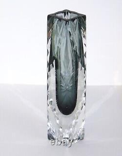 Artistic Cristal Murano Facet Cut Art Glass Vase Has Sticker
