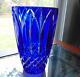 Atlantis Crystal Cobalt Cut To Clear Chartres Vase 8 3/4 In