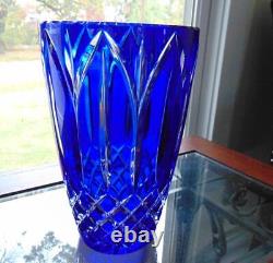 Atlantis Crystal Cobalt Cut to Clear CHARTRES Vase 8 3/4 in