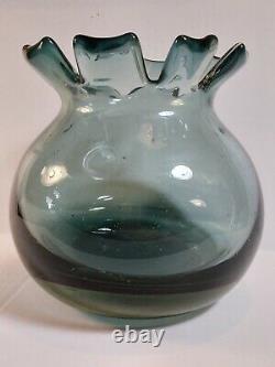Attrib. Blenko Wayne Husted Lobed Cut Vintage Art Glass Vase