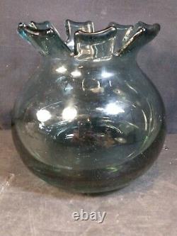 Attrib. Blenko Wayne Husted Lobed Cut Vintage Art Glass Vase
