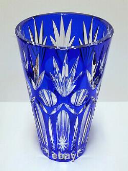 BOEHMIAN CZECH COBALT BLUE Cut to Clear Tapered Crystal VASE 10