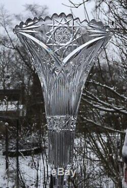 Beautiful 12.5 ABP Cut Glass Crystal Trumpet Vase J. D. Bergen Antique