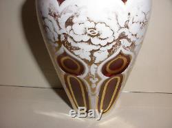 Beautiful Antique Moser Bohemian Glass Cut To Clear Vase With Flowers Decoration