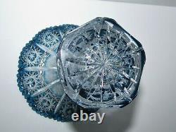 Beautiful Caesar Crystal Blue Cut to Clear Vase 831