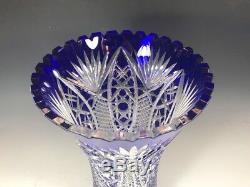 Beautiful Cobalt blue Cut to clear crystal Vase