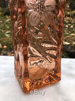 Beautiful Cut Glass Crystal Pink Depression Glass Flower Etched Flower Vase