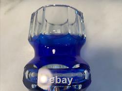 Beautiful Josef Hoffmann Moser Blue Prism Cut Crystal Art Glass Vase Unsigned