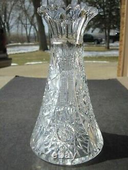 Beautiful Old Heavy Cut 10 Glass Vase