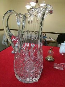 Beautiful Ornate Cut Glass Crystal Vase Jug Pitcher Jar Dinner Lunch Office