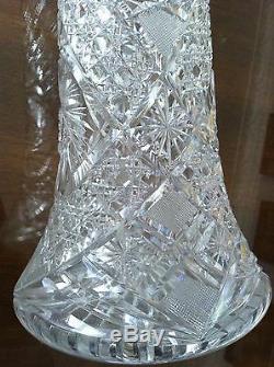 Beautiful Victorian Hand Cut Crystal American Brilliant Tall Rose/Sunflower Vase