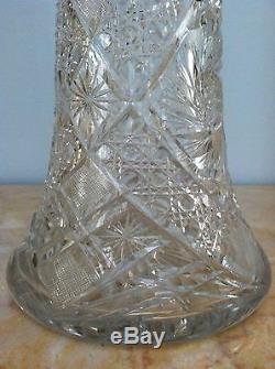 Beautiful Victorian Hand Cut Crystal American Brilliant Tall Rose/Sunflower Vase