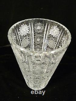 Beautiful Vintage Bohemian Czech Queens Lace Cut Crystal Vase