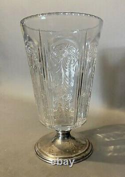 Beautiful Vintage Hawkes Floral Cut Glass 10 Vase With Sterling Silver Base
