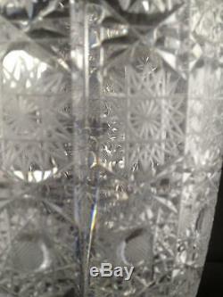 Beautiful hand cut Lace decor large crystal vase