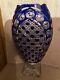 Beautiful Vintage Boho Hand Cut Bohemian Cobalt Blue Glass Large Vase