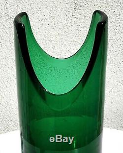 Blenko Nile Green 5942-s 1959 Only U-cut Cylinder Vase Wayne Husted Design