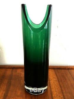Blenko Nile Green 5942-s 1959 Only U-cut Cylinder Vase Wayne Husted Design