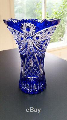 Blue Cobalt Clear Cut Crystal Vase