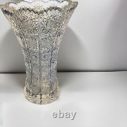 Bohemia Crystal Cut Led Glass Vase, Hand Made 8''tall