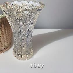 Bohemia Crystal Cut Led Glass Vase, Hand Made 8''tall