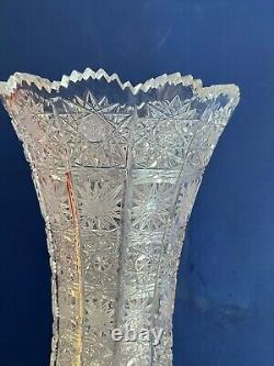 Bohemia Crystal Cut Led Glass Vase, Hand Made 8''tall