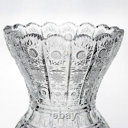 Bohemia Crystal Queens Lace Cut 3 Toed Bouquet Vase, Vintage Blown, Footed 8
