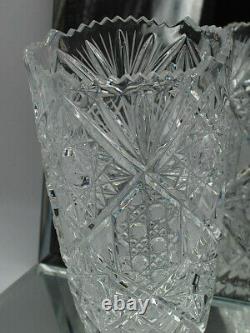 Bohemia Czechoslovakian Vintage Hand Cut Lead Crystal Large Vase by Tom c1900