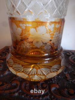 Bohemian Antique 10.5 Cut and Engraved Crystal/Glass Vase