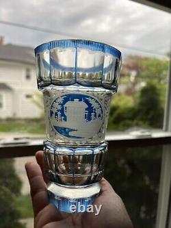 Bohemian Blue Cut Glass 6 Vase Glass Antique 19th Century