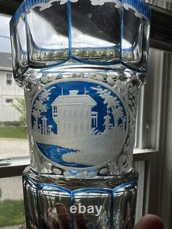 Bohemian Blue Cut Glass 6 Vase Glass Antique 19th Century