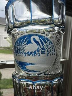 Bohemian Blue Cut Glass 6 Vase Glass Antique 19th Century