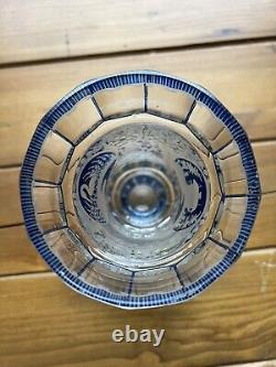 Bohemian Blue Cut Glass 6 Vase Glass Antique 19th Century