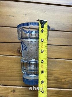 Bohemian Blue Cut Glass 6 Vase Glass Antique 19th Century