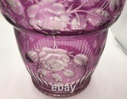 Bohemian Crystal Amethyst Cut To Clear Vase
