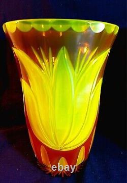 Bohemian Czech Art Cut Glass Tulip Vases 2 (Circa 1910)