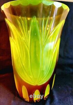 Bohemian Czech Art Cut Glass Tulip Vases 2 (Circa 1910)