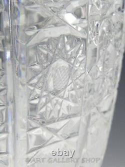 Bohemian Czech Art Glass Cut Crystal QUEEN LACE 13.5 LARGE PEDESTAL FLOWER VASE