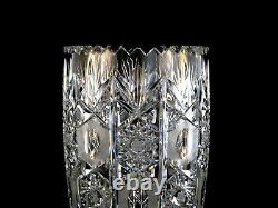 Bohemian Czech Crystal Cut Glass Queens Lace Large 10 Vase