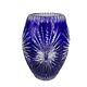 Bohemian Czech Cut To Clear Cobalt Blue Crystal Glass Vase