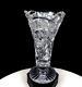 Bohemian Czech Heavy Cut Crystal Clear Glass Hobstar Crosshatch Rays 7 3/8 Vase