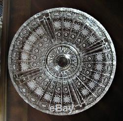 Bohemian Czech Vintage Crystal 11 Divided pedestal Plate Hand Cut Queen Lace