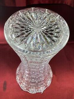 Bohemian Czech Vintage Crystal 12 Tall Vase Hand Cut Queen Lace Lead Glass