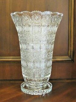 Bohemian Czech Vintage Crystal 14 Tall Vase Hand Cut Queen Lace 24% Lead Glass