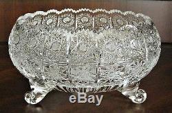 Bohemian Czech Vintage Crystal 9 Footed Bowl Hand Cut Queen Lace 24% Lead Glass