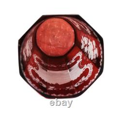 Bohemian German Intaglio Cut Glass Ruby Red to Clear Tumbler c1910 architectural