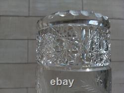 Bohemian Glass Cut Cylinder Vase 16 19th Century