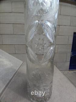 Bohemian Glass Cut Cylinder Vase 16 19th Century