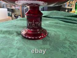 Bohemian Glass Epergne Vase Ruby Cut to Clear