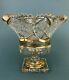Bohemian Gold Gilt Flower Lace Cut Crystal Pedestal Stand Fruit Bowl Vase 10 1/2